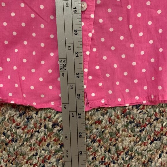 Lauren Ralph Lauren Bright Pink White Dot Cotton Voile LS Button Shirt Size PL - Picture 10 of 10